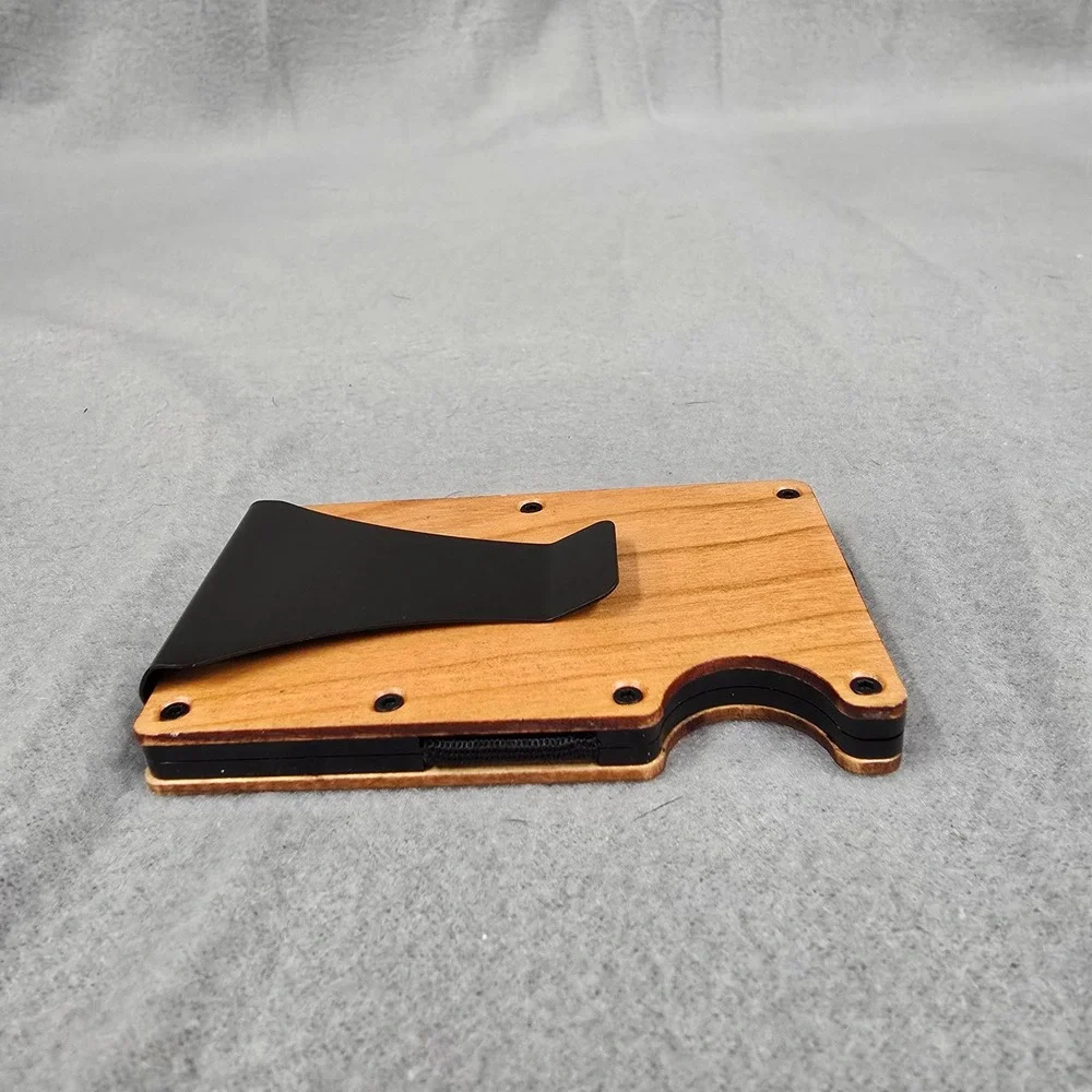 UDR Products Wood Minimalist Wallet Money Clip Slim Card Holder Brown Black New
